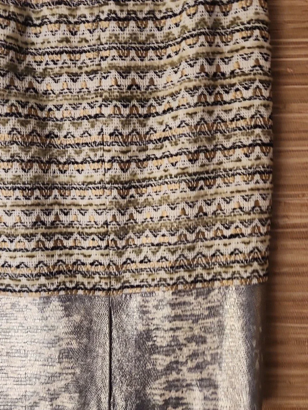 Tory Burch Leather & Tweed Eth Metallic Hem Pencil Skirt - Silver & Black Size 2